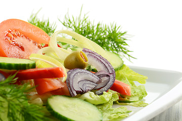 Image showing Composition with vegetable salad with olives