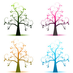 Image showing Abstract art trees of four seasons 