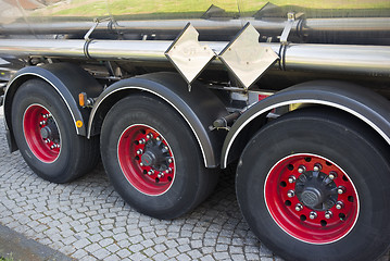 Image showing Big wheels on tanker