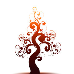 Image showing Beautiful art tree and red silhouette 