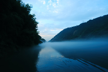 Image showing River landscape at sunset