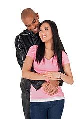 Image showing Young couple embracing and smiling