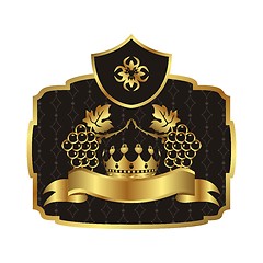 Image showing gold label with grapevine with crown