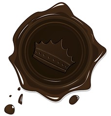 Image showing Illustration of wax grunge brown seal with crown