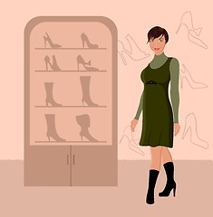 Image showing fashion girl shopping in shoe shop