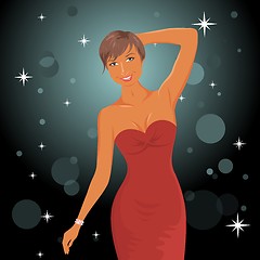 Image showing cute dancing girl in red dress