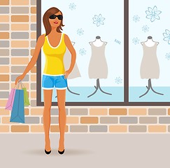 Image showing modern girl with shopping bags