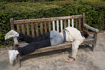 Image showing Homeless man sleeping