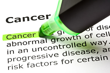 Image showing 'Cancer' highlighted in green
