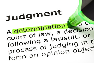 Image showing 'Determination' highlighted, under 'Judgment'