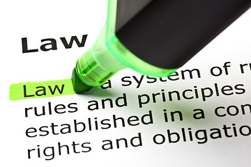 Image showing 'Law' highlighted in green