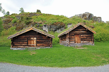 Image showing Old Norwegian cabins