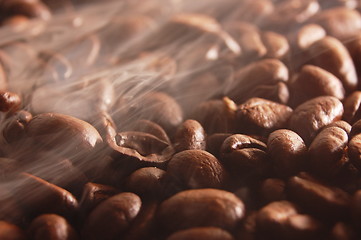 Image showing coffee beans with steam