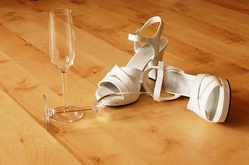 Image showing sexy high heel and champagne glass