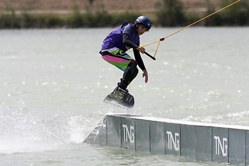 Image showing Wakeboarder jumping