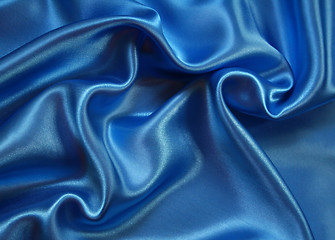 Image showing Smooth elegant blue silk 