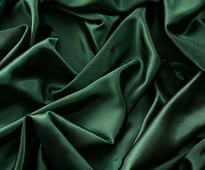 Image showing Smooth elegant dark green silk 