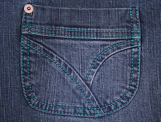 Image showing Blue jeans fabric with pocket 