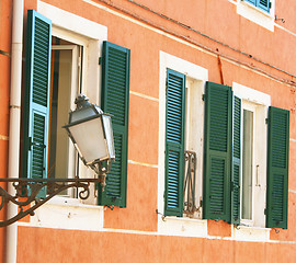 Image showing Italy. Cinque Terre. Riomaggiore village. Lantern on the wall