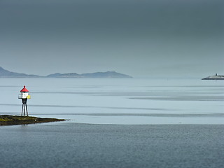 Image showing Land marker buoy in norway sea