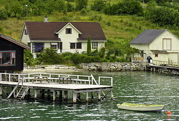 Image showing Norway stylish house and boat