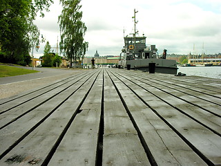 Image showing Old wooden pier