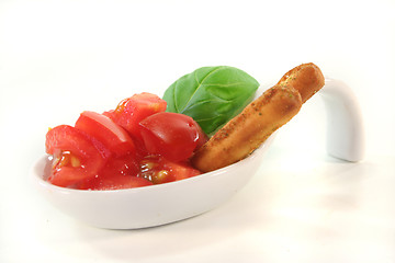 Image showing Grissini with Tomato and Basil