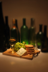 Image showing wine and cheese dinner 