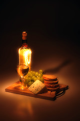 Image showing wine and cheese dinner 