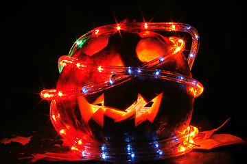 Image showing halloween pumpkin in the dark night 