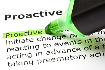Image showing 'Proactive' highlighted in green