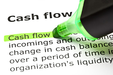 Image showing 'Cash flow' highlighted in green