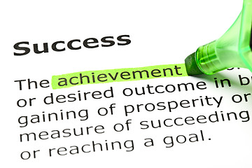 Image showing 'Achievement' highlighted, under 'Success'