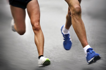 Image showing Marathon runners - blurred motion