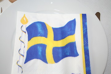 Image showing Swedish flag on serviette