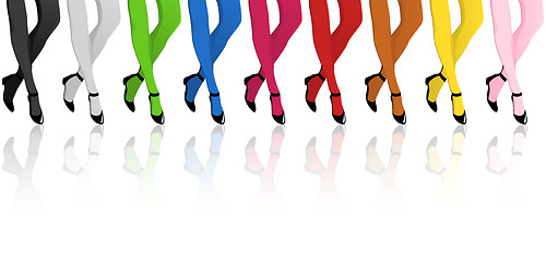 Image showing Girls Legs with Colorful Stockings