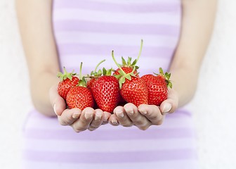 Image showing Girl with strawberries