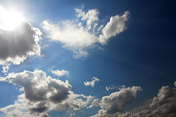 Image showing clouds and sun on blue sky