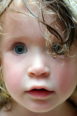 Image showing small cute girl portrait after a bath