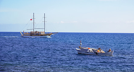 Image showing Turkey.Excursion yacht and fishing boat