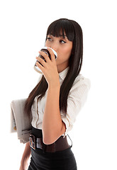 Image showing Professional woman drinking coffee