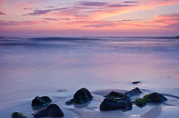 Image showing Sunset on a beach