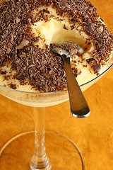 Image showing Vanilla custard and chocolate dessert