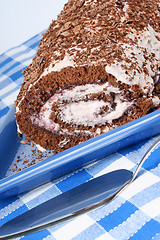 Image showing Chocolate swiss roll