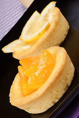 Image showing Mini tangerine and lemon fruit tarts