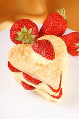 Image showing Strawberry and custard millefeuille