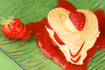 Image showing Strawberry and custard millefeuille