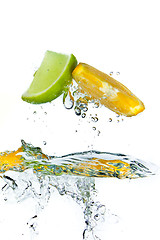 Image showing citrus fruit splashing