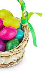 Image showing colorful easter eggs in basket