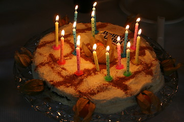 Image showing Gateau with candles